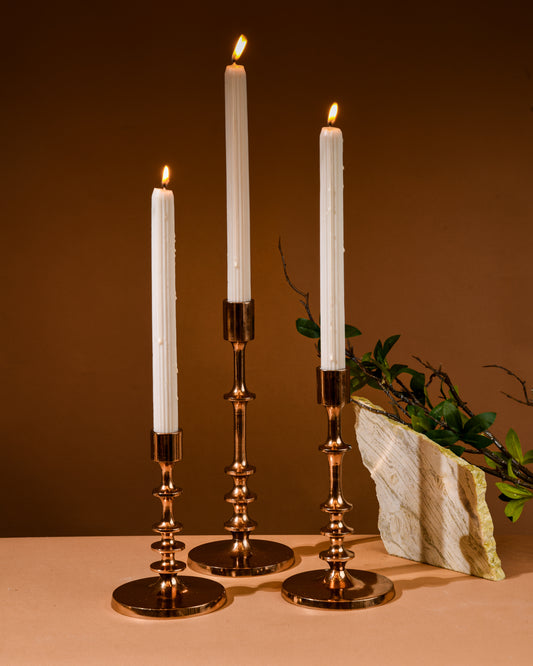 Rose Gold Radiance - Set of 3 Candle Stands | Candle Holder