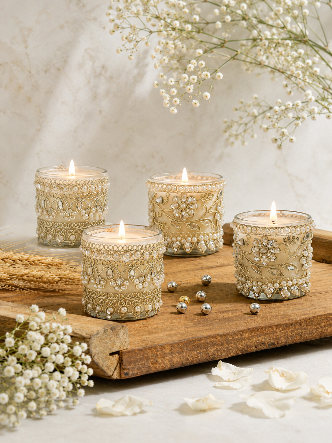 Nazakat - Raat Bloom & Oud Kissed Rose Scented Candles