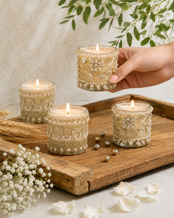 Nazakat - Raat Bloom & Oud Kissed Rose Scented Candles