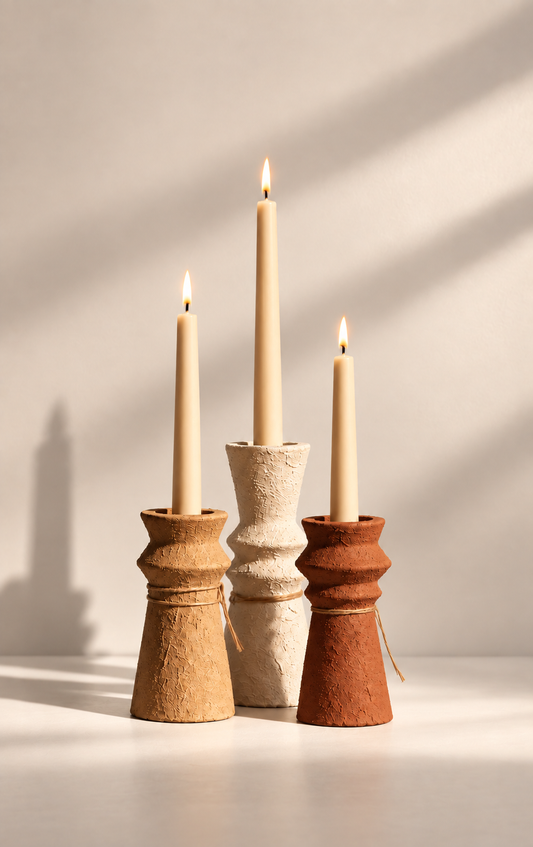The Totem candle holders by RAD LVNG, a set of three cement holders in three heights