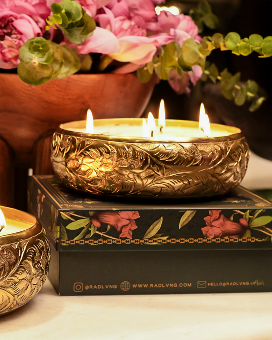 Khwaab Bagh Urli Candles 8 Inch - Rose Oud Scented