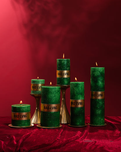 Green Mottled Pillar Candles