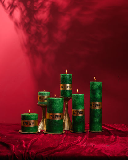 Green Mottled Pillar Candles