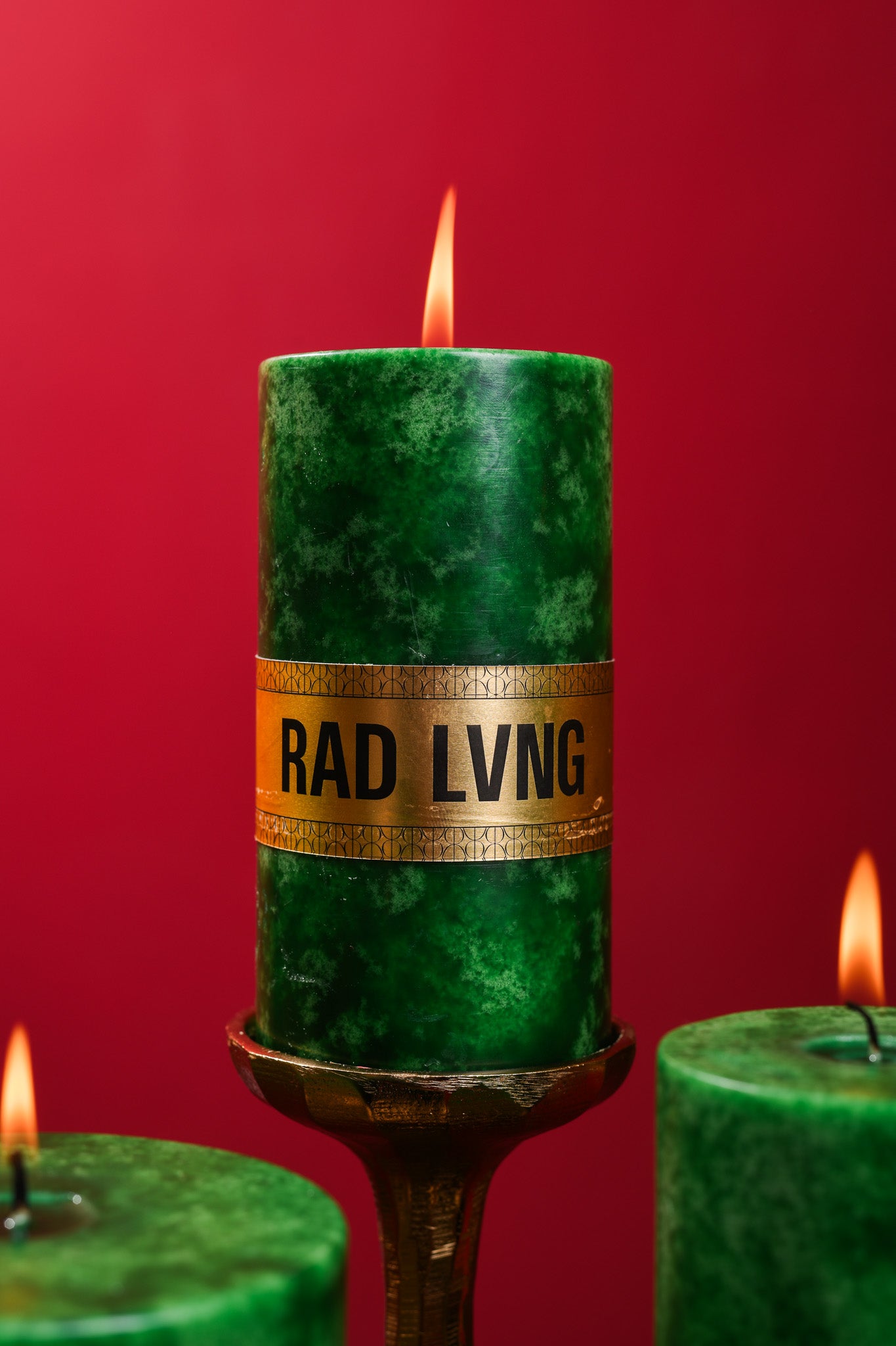 Green Mottled Pillar Candles
