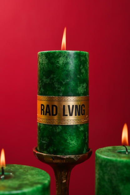 Green Mottled Pillar Candles
