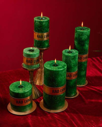 Green Mottled Pillar Candles