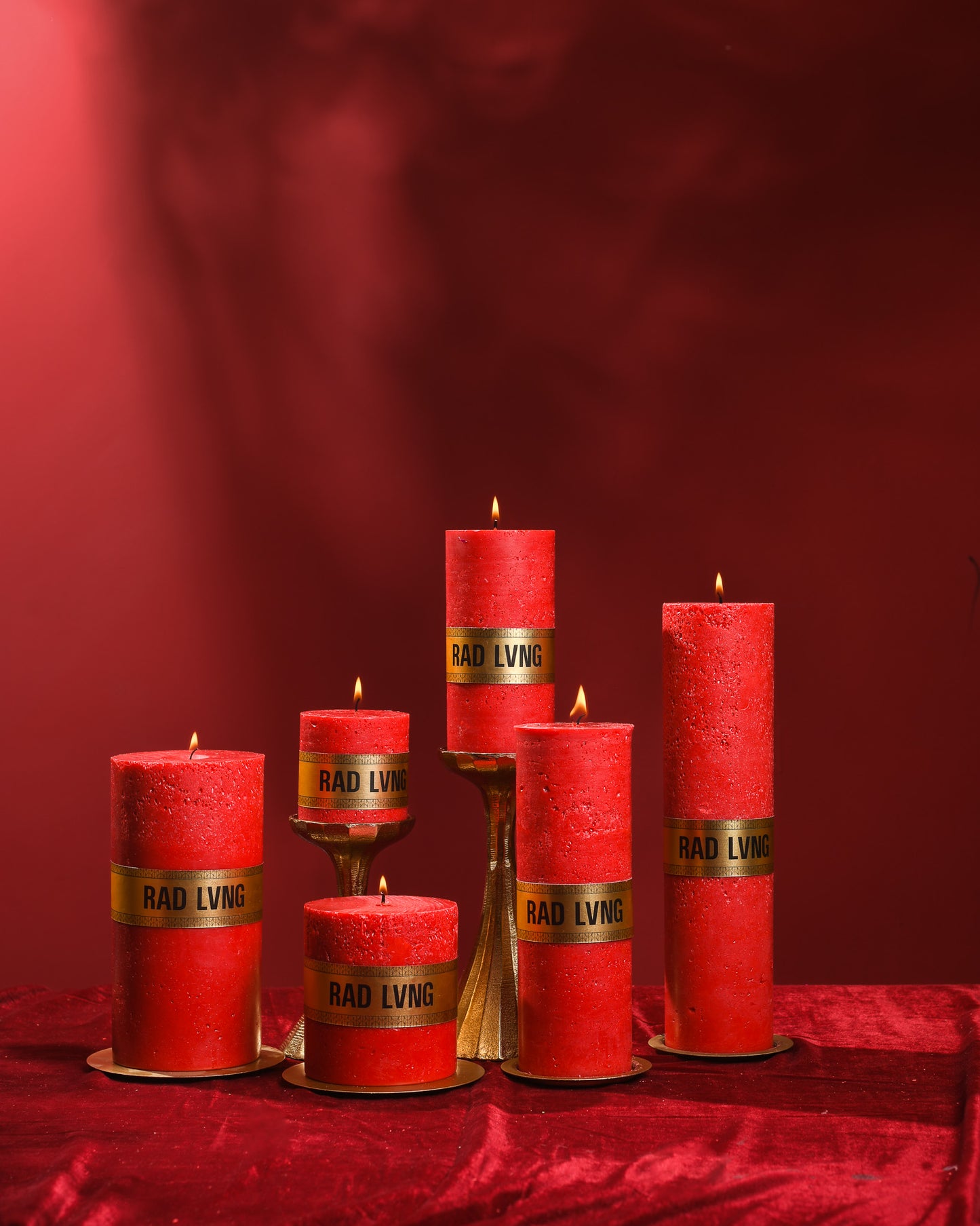 Red Cold Pour Pillar Candles