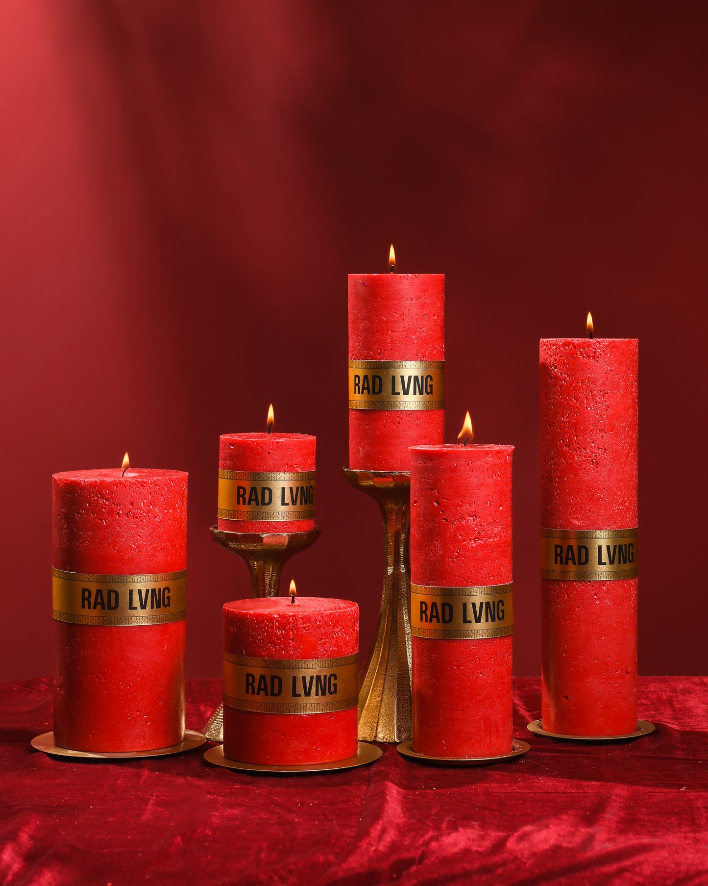 Red Cold Pour Pillar Candles
