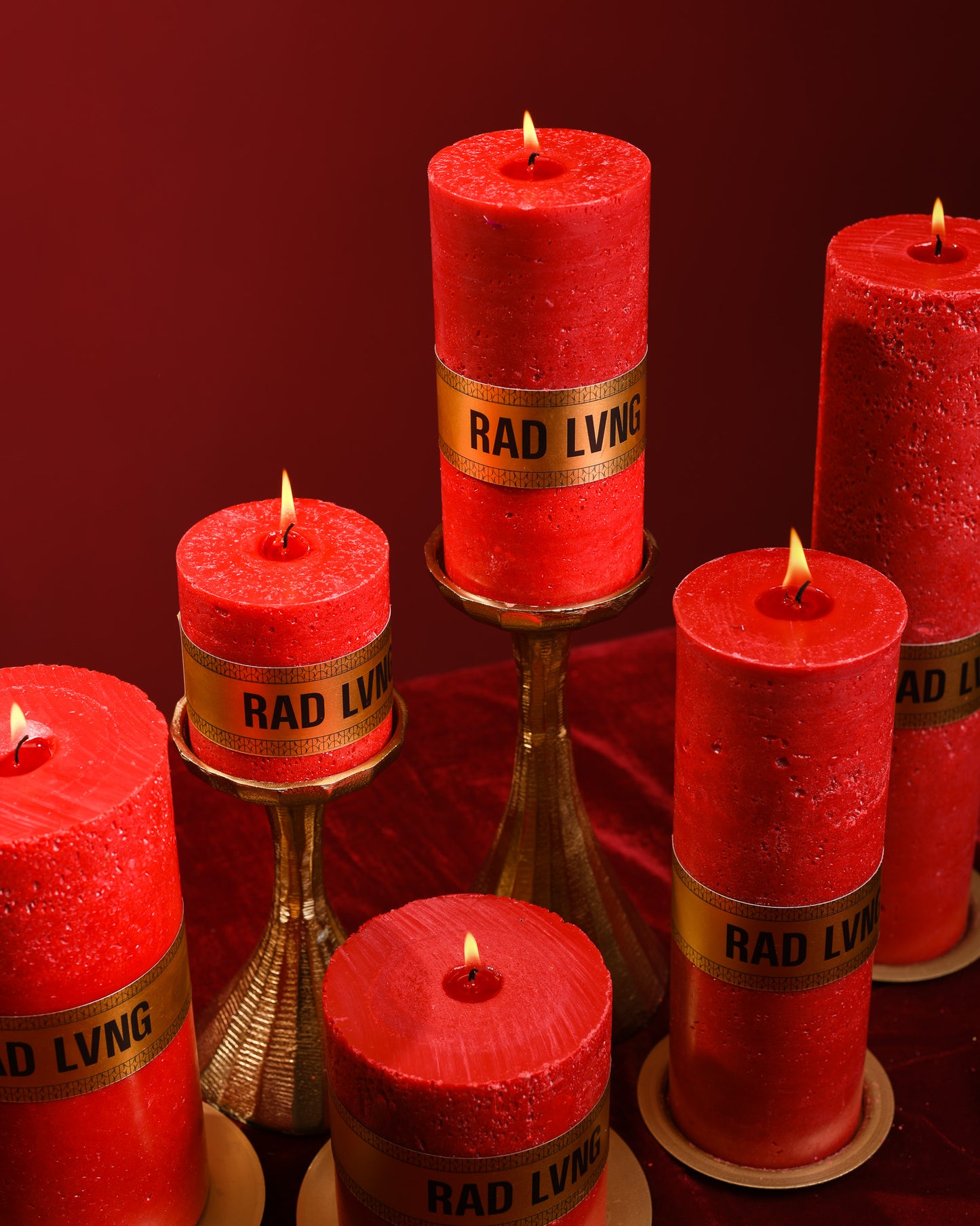 Red Cold Pour Pillar Candles