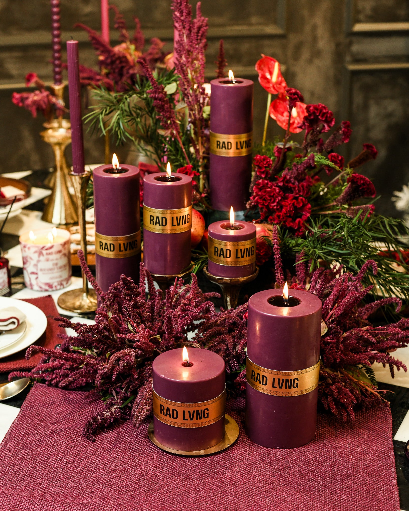Plum Purple Pillar Candle for Home Decor India | RAD LVNG