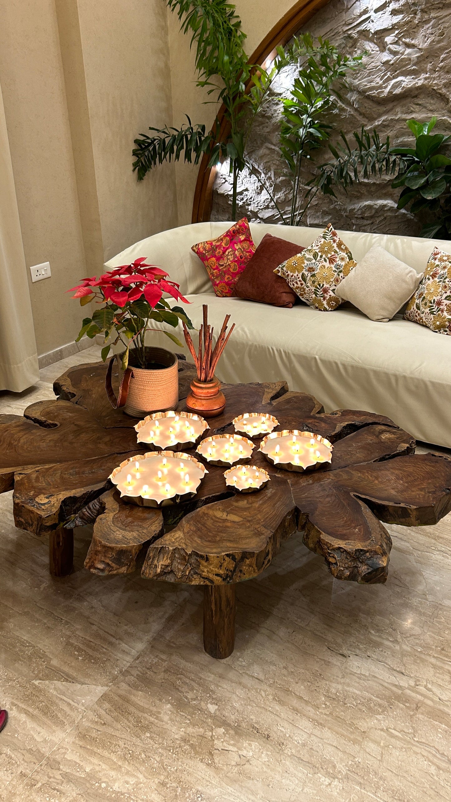 Set of 3 Candles - Floral Urli