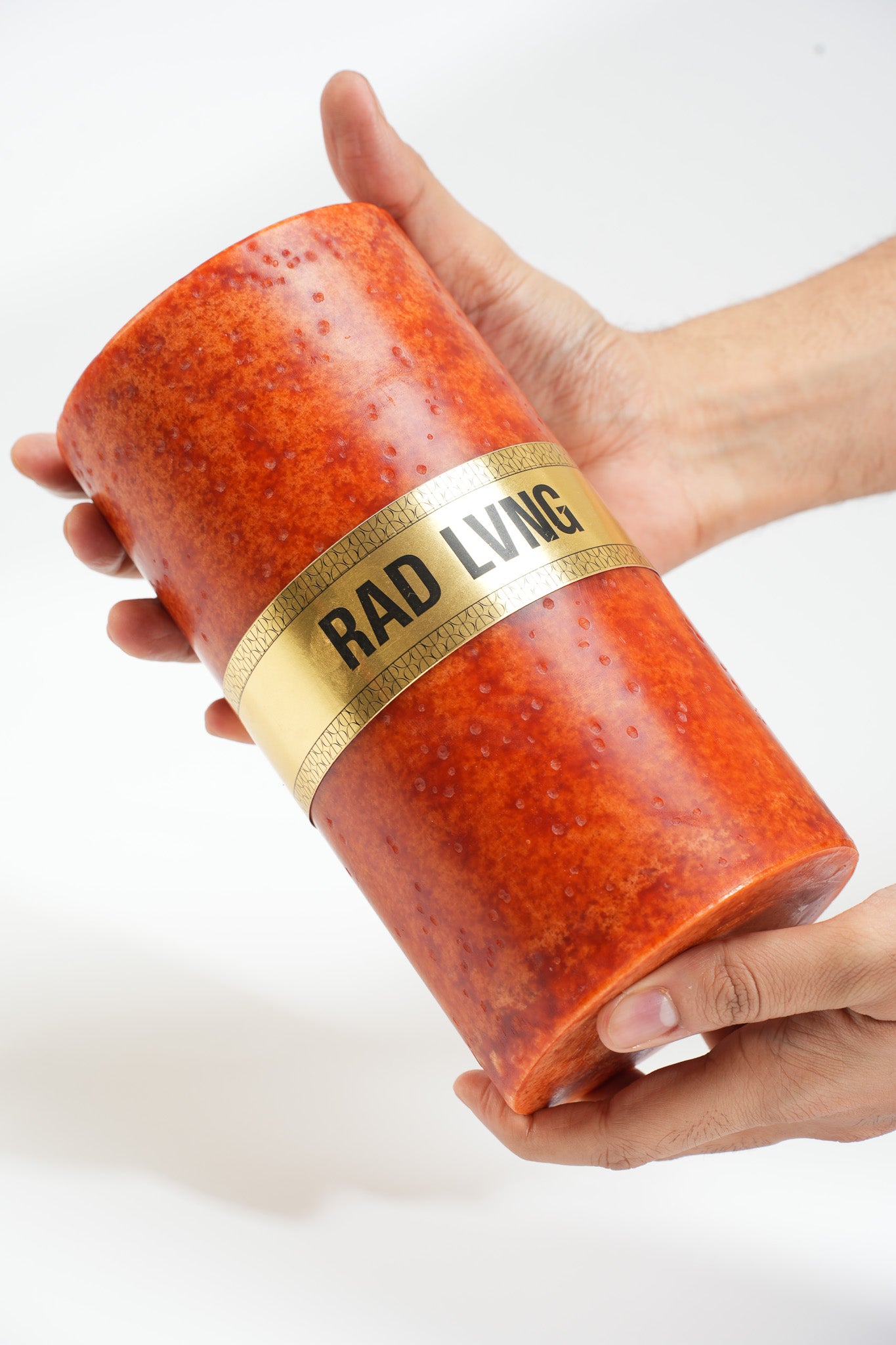 Rust Orange Mottled Pillar Candle