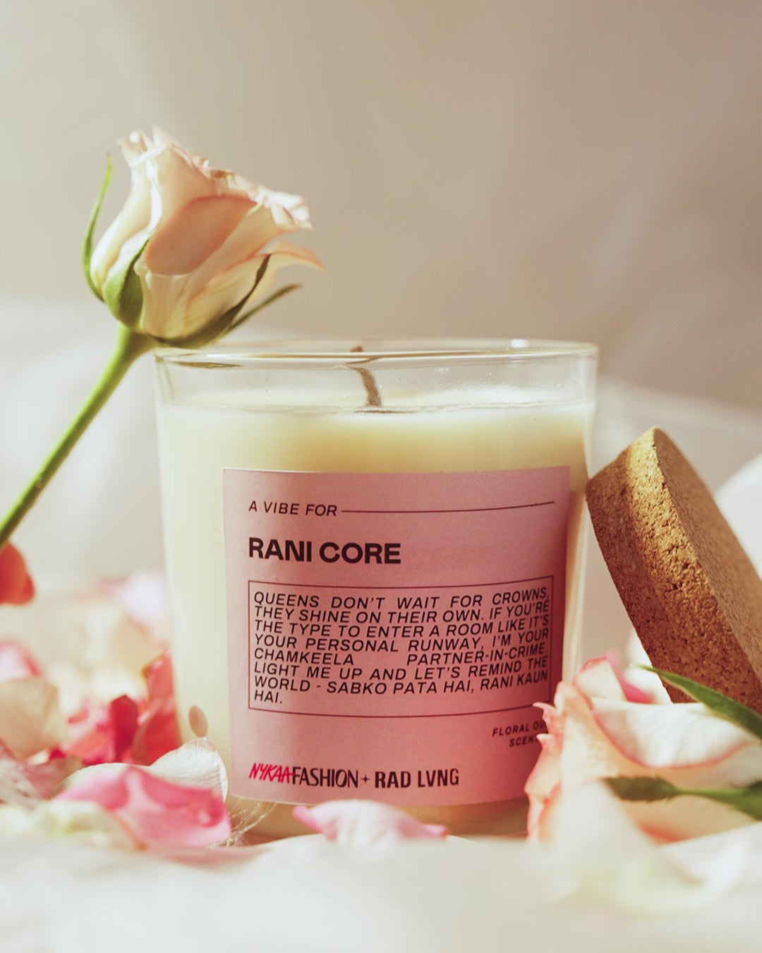 Rani Core floral oud scented candle in glass jar for luxe home fragrance decor