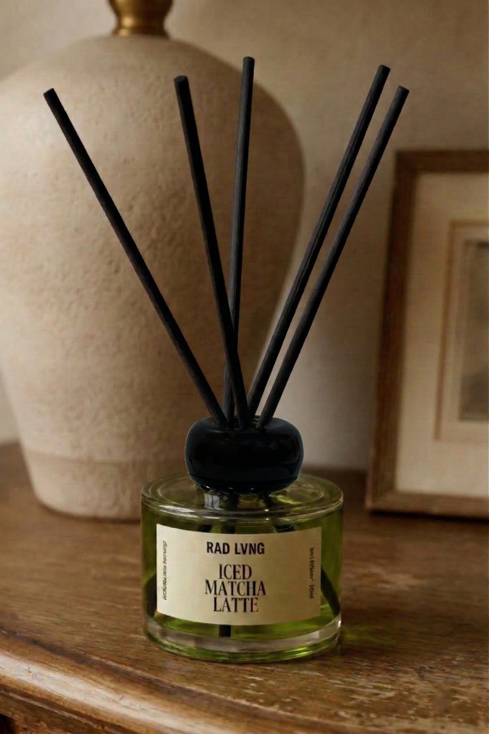 Iced Matcha Latte scented reed diffuser for living room décor