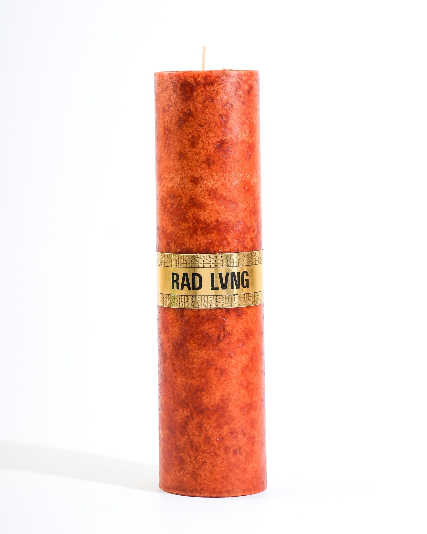 Rust Orange Mottled Pillar Candle
