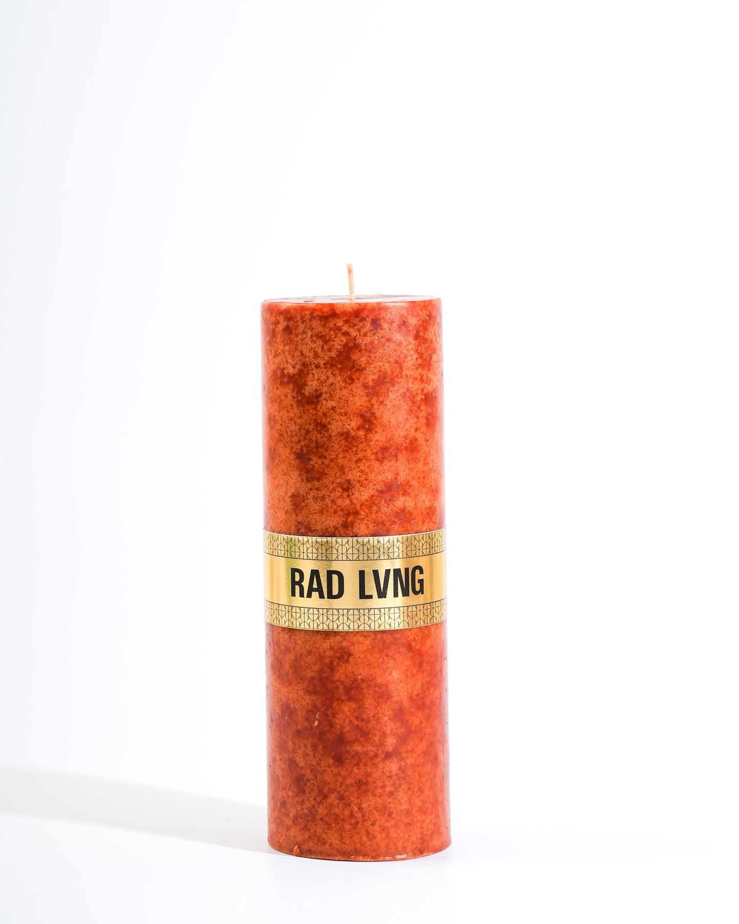 Rust Orange Mottled Pillar Candle