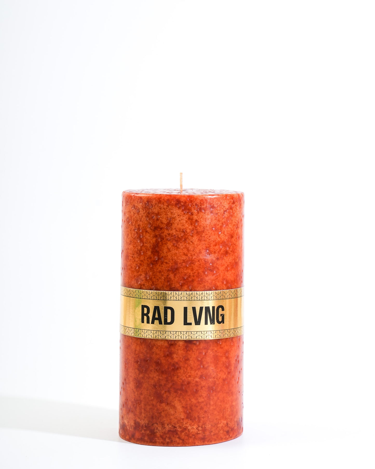Rust Orange Mottled Pillar Candle