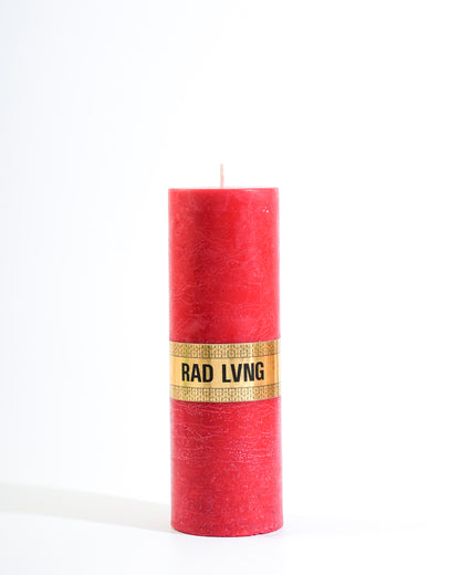 Red Cold Pour Mottled Pillar Candle