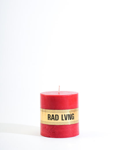 Red Cold Pour Mottled Pillar Candle