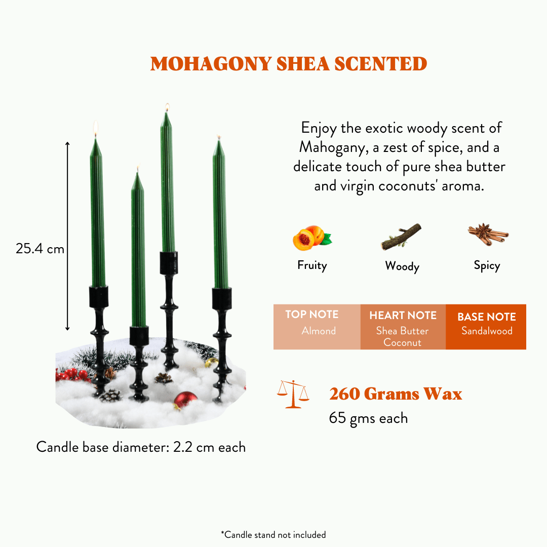Set of 4 Guidance Taper Candles - Mahogany Shea Scented