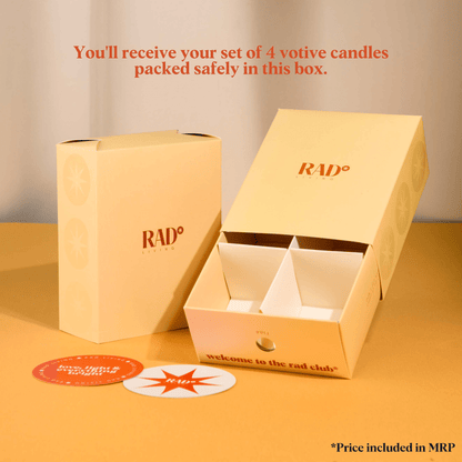 The Fortune Box - 4 Scented Votive Candles | Diwali 2024 Gifting | Candle Light Burn Time 17 Hours | Gift Hamper