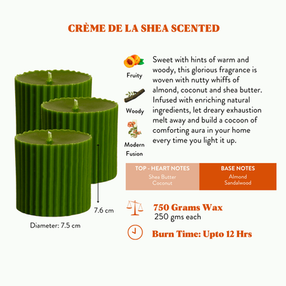 Combo of 3 Forest Green 'Faith' Candles - Crème de la Shea Scented