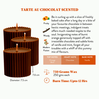 Combo of 3 Chocolate Brown 'Faith' Candles - Tarte au Chocolat Scented