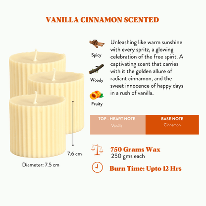 Combo of 3 Ivory 'Faith' Candles - Vanilla Cinnamon Scented