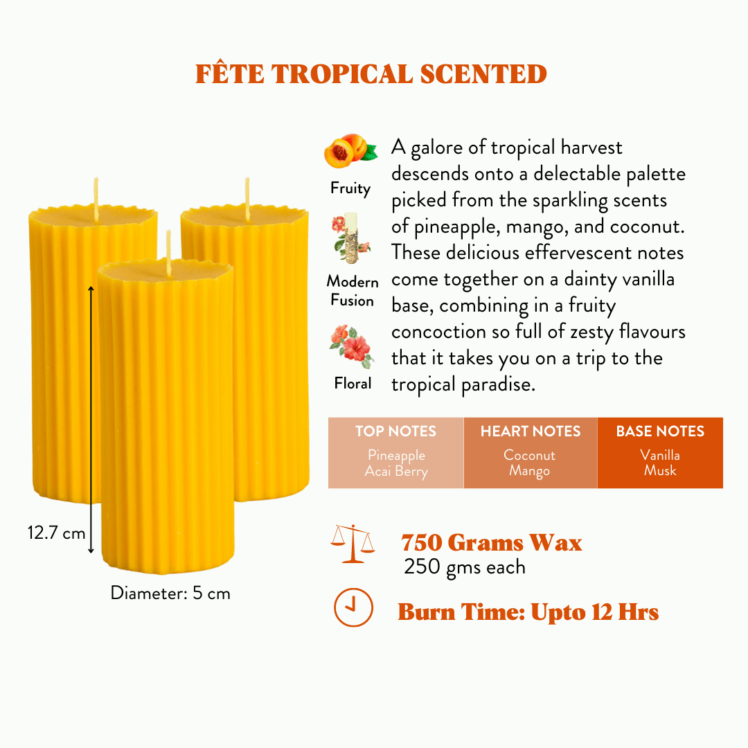 Combo of 3 Banana Yellow 'Belief' Candles - Fête Tropical Scented