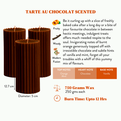 Combo of 3 Chocolate Brown 'Belief' Candles - Tarte au Chocolat Scented