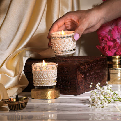 Ibaadat - Set of 2 Votive Candles (Nag Champa and Honey Spice Scented)