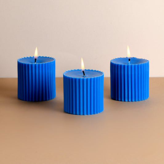 Combo of 3 Cobalt Blue 'Faith' Candles - Aqua Amber Scented