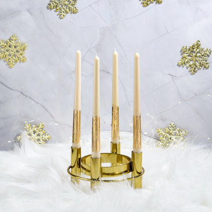 Set of 4 - White Gold Tapered Candlesticks