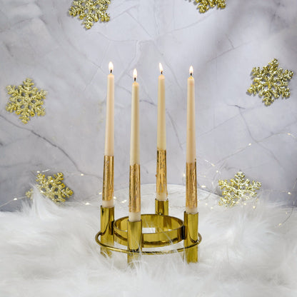 Set of 4 - White Gold Tapered Candlesticks