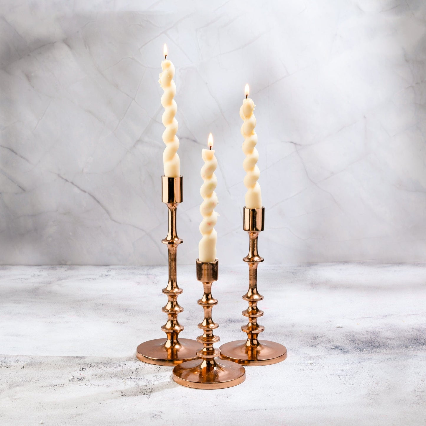 Rose Gold Radiance - Set of 3 Candle Stands | Candle Holder