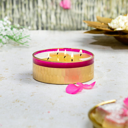 Multiple Wick Bowl Candles - Rani Pink