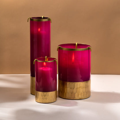 Set of 3 Candle Holders - Rani Pink