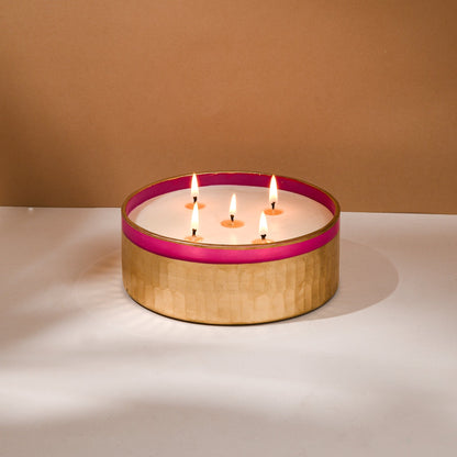 Multiple Wick Bowl Candles - Rani Pink