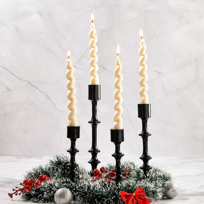 Set of 4 Swirl Twist Taper Candles - Bergamot & Vanilla Scented
