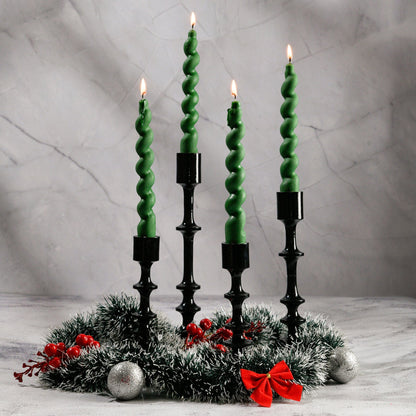 Set of 4 Swirl Twist Taper Candles - Mahogany Shea Scented