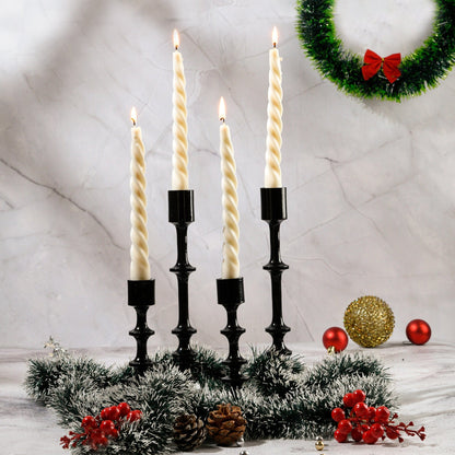 Set of 4 Twirl Taper Candles - Cinnamon Roll Scented