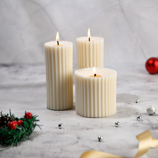 Combo of 3 Cinnamon Roll Scented Pillar Candles - Belief & Faith