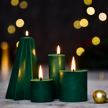 Christmas Corner - Set of 4 Pillar Candles - Mahogany Shea Scented