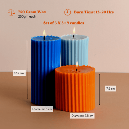Aquatique - Set of 9 Scented 'Belief' & 'Faith' Pillar Candles