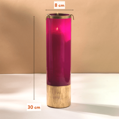Rani Pink - Extra Large Candle Holder with a Free Pillar Candle | Scented Candle