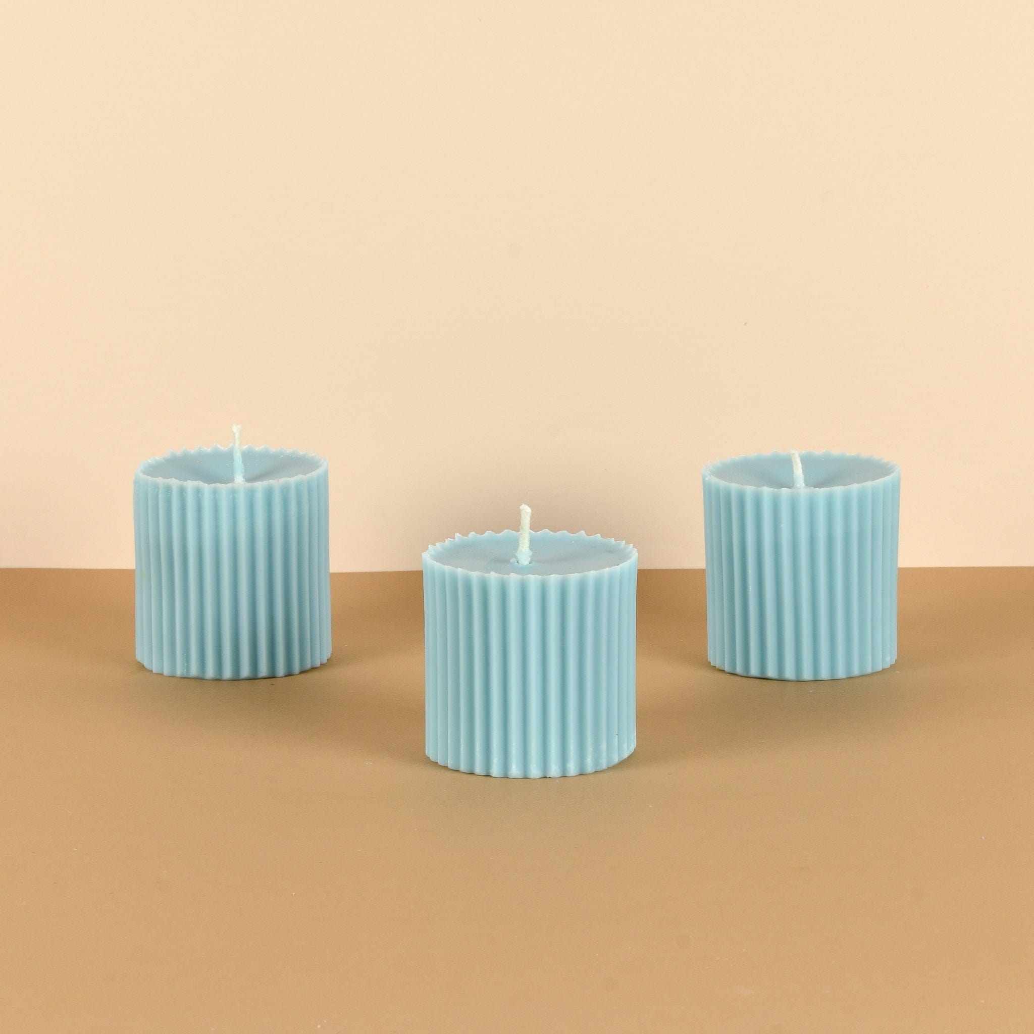 Combo of 3 Powder Blue 'Faith' Candles - Oceanic Mist Scented