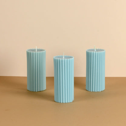 Combo of 3 Powder Blue 'Belief' Candles - Oceanic Mist Scented